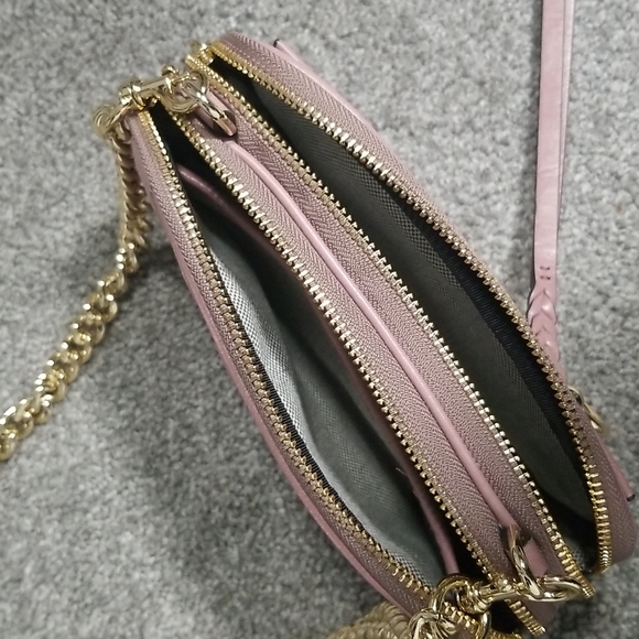 Rebecca Minkoff Quilted Leather Small Double Zipped Crossbody In Fawn - Picture 7 of 13